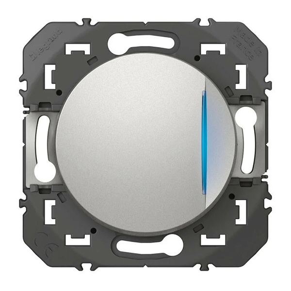 INTERRUPTEUR OU VA-ET-VIENT AVEC VOYANT LUMINEUX DOOXIE 10AX 250V FINITION ALU