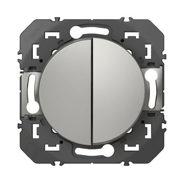 POUSSOIR DOUBLE DOOXIE 6A 250V FINITION ALU