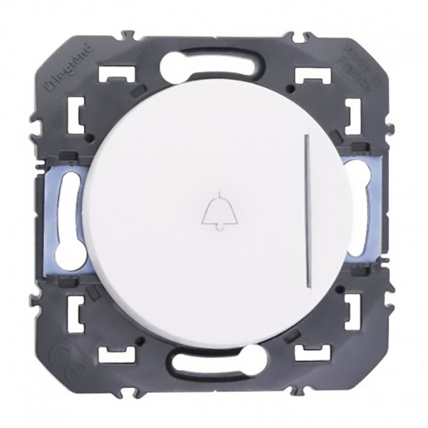 POUSSOIR SIMPLE AVEC VOYANT LUMINEUX ET MARQUAGE SONNETTE DOOXIE 6A 250V FINITION BLANC