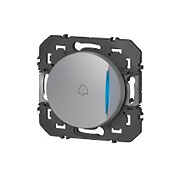 POUSSOIR SIMPLE AVEC VOYANT LUMINEUX ET MARQUAGE SONNETTE DOOXIE 6A 250V FINITION ALU