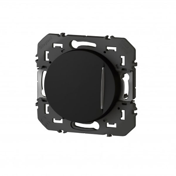 POUSSOIR SIMPLE AVEC VOYANT LUMINEUX DOOXIE 6A 250V FINITION NOIR - EMBALLAGE BLISTER