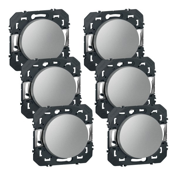 DOOXIE LOT DE 6 INTERRUPTEURS OU VA ET VIENTS ALUMINIUM COMPOSABLE