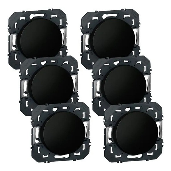 DOOXIE LOT DE 6 INTERRUPTEURS OU VA ET VIENTS NOIR COMPOSABLE