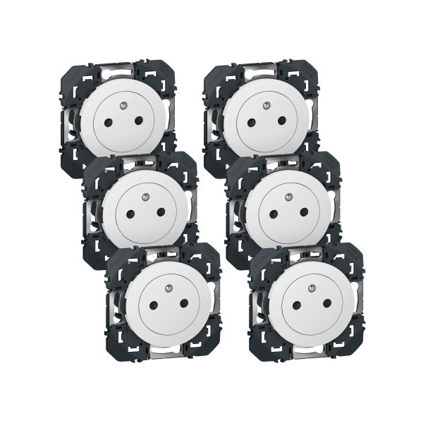 DOOXIE LOT DE 6 PRISES DE COURANT SURFACE AVEC TERRE BLANC COMPOSABLE