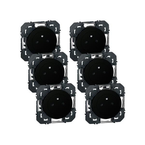 LOT DE 6 PRISES DE COURANT NOIR SURFACE 2P+T DOOXIE LEGRAND – COMPOSABLE