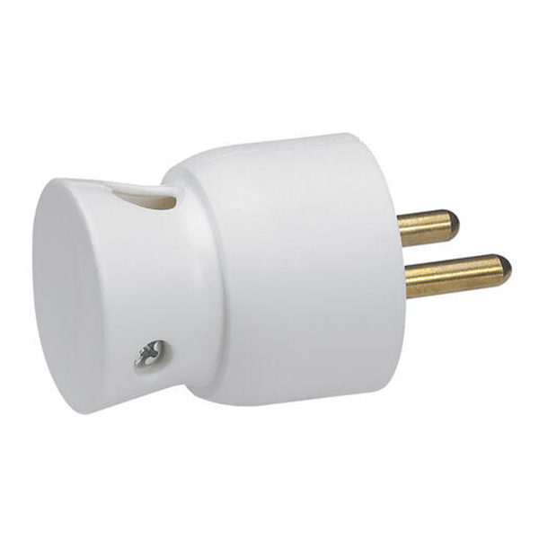 FICHE MALE SORTIE LATERALE 2P+T 16A BLANC