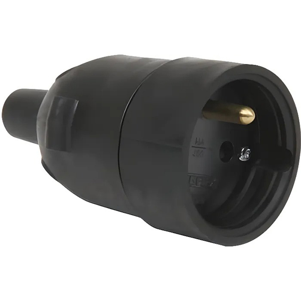 FICHE 2P+T FEMELLE DROITE A COIFFE 16A 1,5MM2 IP20 650°C NOIR DEBFLEX 713390