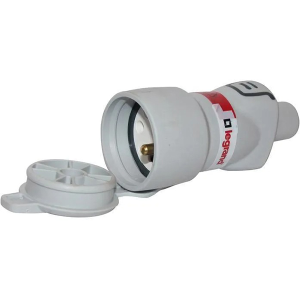 FICHE FEMELLE AVEC TERRE PLASTIQUE AVEC VOLET DE PROTECTION PLEXO - 16A - IP44