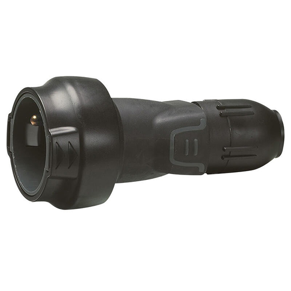 FICHE FEMELLE A VERROUILLAGE AVEC TERRE ET PRESSE-ETOUPE - CAOUTCHOUC - 16A