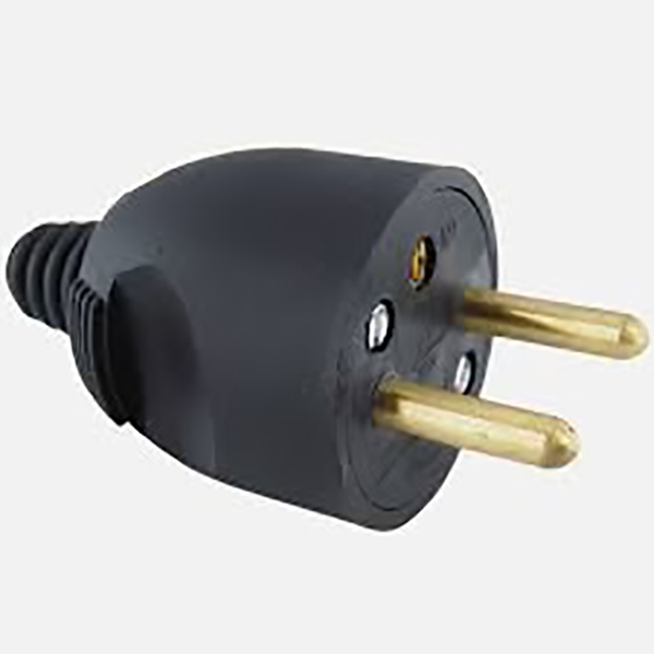 FICHE MALE 16A 2 POLES+ TERRE NOIR