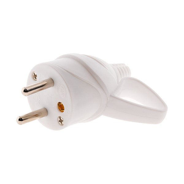 FICHE MALE ANNEAU -16A 2 POLES+ TERRE - BLANC