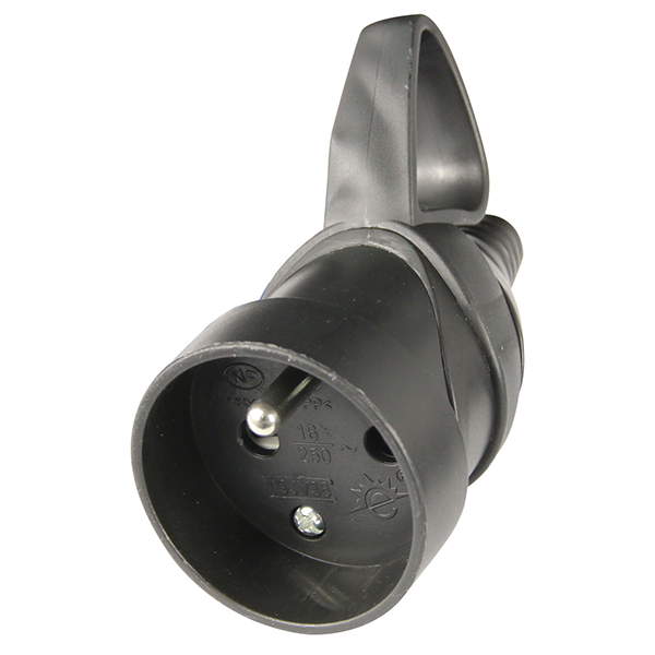 FICHE FEMELLE ANNEAU -16A 2 POLES+ TERRE - NOIR