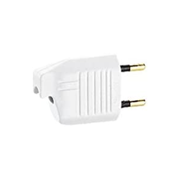 FICHE 2P MALE PLASTIQUE BLANC