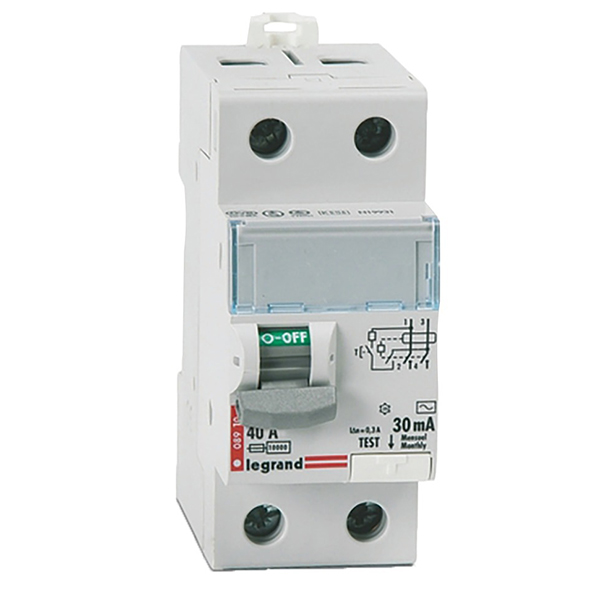 INTERRUPTEUR DIFFERENTIEL MODULAIRE 2P 40A 30MA AC 2MOD VIS/VIS REF 8910 LEGRAND