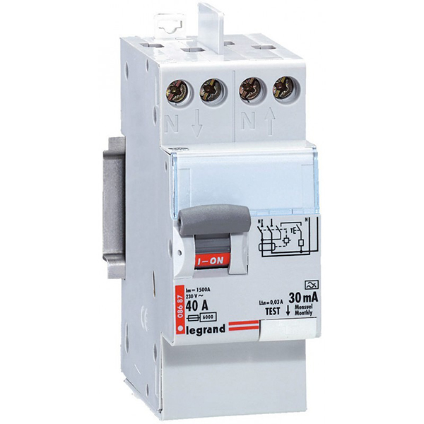 INTERRUPTEUR DIFFERENTIEL MODULAIRE 2P 40A 300MA AC 2MOD VIS/VIS REF 8647 LEGRAND
