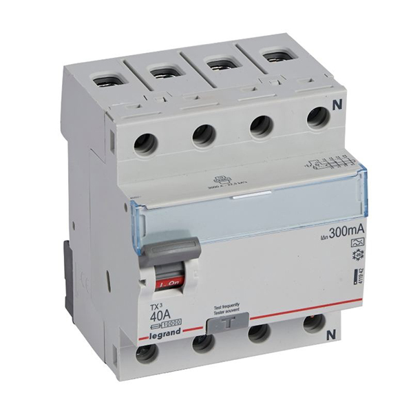 INTERRUPTEUR DIFFERENTIEL MODULAIRE 4P 40A 300MA AC 4MOD VIS/VIS REF 8712 LEGRAND