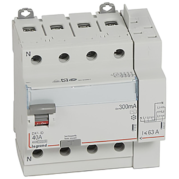 INTERRUPTEUR DIFFERENTIEL MODULAIRE 4P 40A 300MA AC 4MOD VIS/VIS REF 8715 LEGRAND