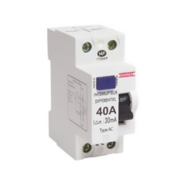 INTERRUPTEUR DIFFERENTIEL MODULAIRE 2P 40A 30MA AC 2MOD VIS/VIS DEBFLEX 707472