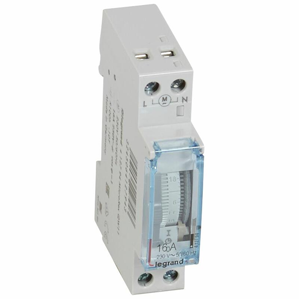 INTER-HORAIRE MODULAIRE ANALOGIQUE HEBDO 16A 250V 1F/230V 1MOD BORNES VIS 412294 LEGRAND