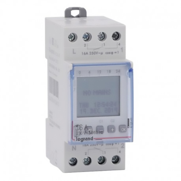 INTER-HORAIRE MODULAIRE DIGITAL JOUR/HEBDO/ANNUEL 16A 250V 2OF/230V 2MOD BORNES VIS LEGRAND