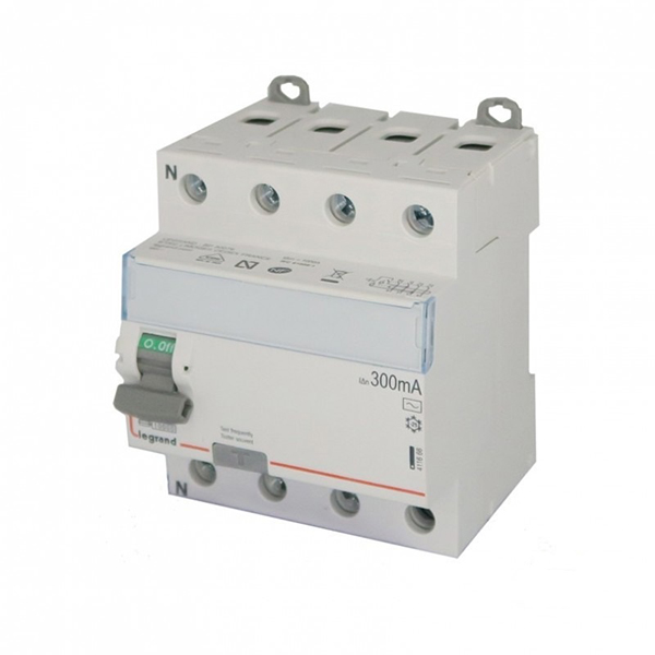 INTERRUPTEUR DIFFERENTIEL MODULAIRE 4P 63A 300MA AC 4MOD VIS/VIS 411666 LEGRAND