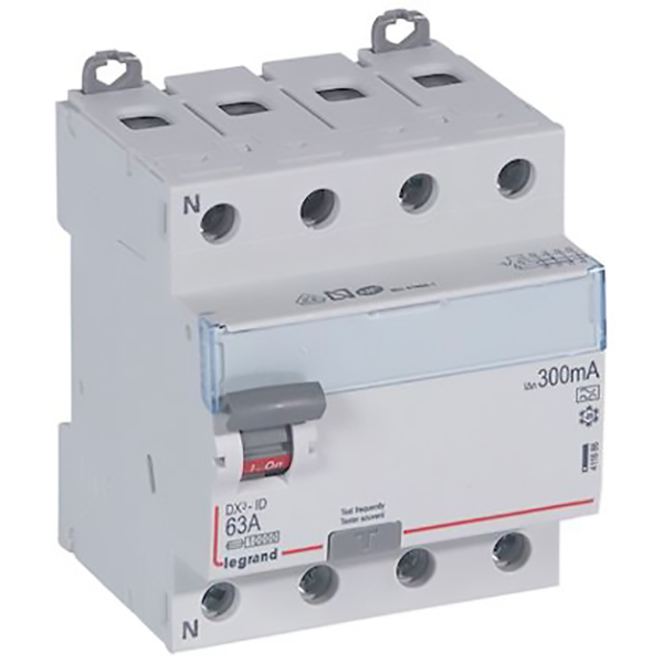 INTERRUPTEUR DIFFERENTIEL MODULAIRE 4P 63A 300MA A 4MOD VIS/VIS 411686 LEGRAND
