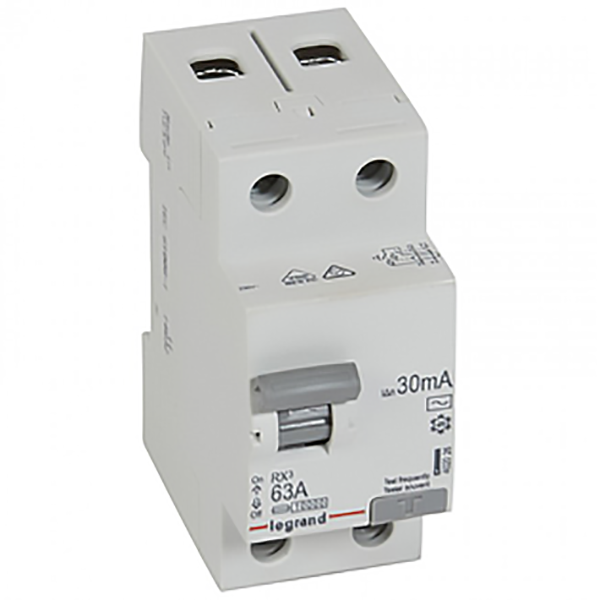 INTERRUPTEUR DIFFERENTIEL MODULAIRE 2P 63A 30MA AC 2MOD VIS/VIS REF 402026 LEGRAND