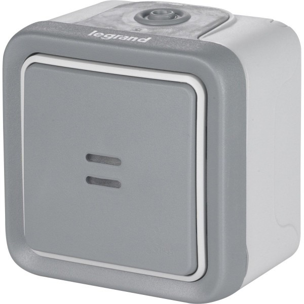 INTERRUPTEUR OU VA-ET-VIENT LUMINEUX ETANCHE PLEXO COMPLET IP55 SAILLIE 10AX 250V - GRIS