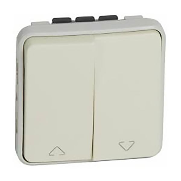 DOUBLE INTERRUPTEUR OU VA-ET-VIENT ETANCHE POUR VOLETS ROULANTS PLEXO COMPOSABLE IP55 10A 250V - BLANC