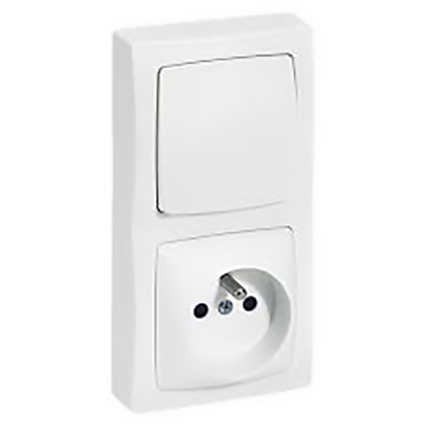 INTERRUPTEUR + PRISE DE COURANT AVEC TERRE APPAREILLAGE SAILLIE - BLANC