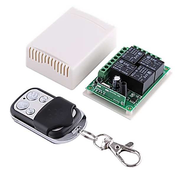 INTERRUPTEUR A TELECOMMANDE 4 CANAUX, ENTREE SORTIE AC220V COURANT FORT, AVEC BOITIER KL-K411X