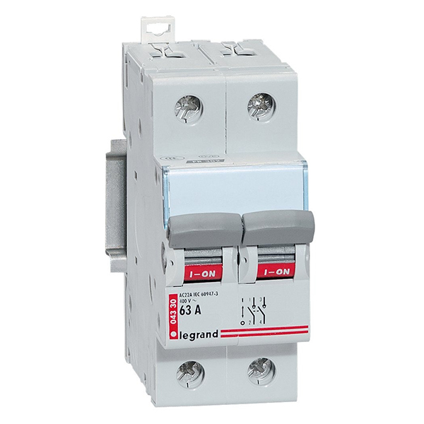INTERRUPTEUR MODULAIRE 2P 63A 400V 2MOD VIS/VIS 004330 LEGRAND