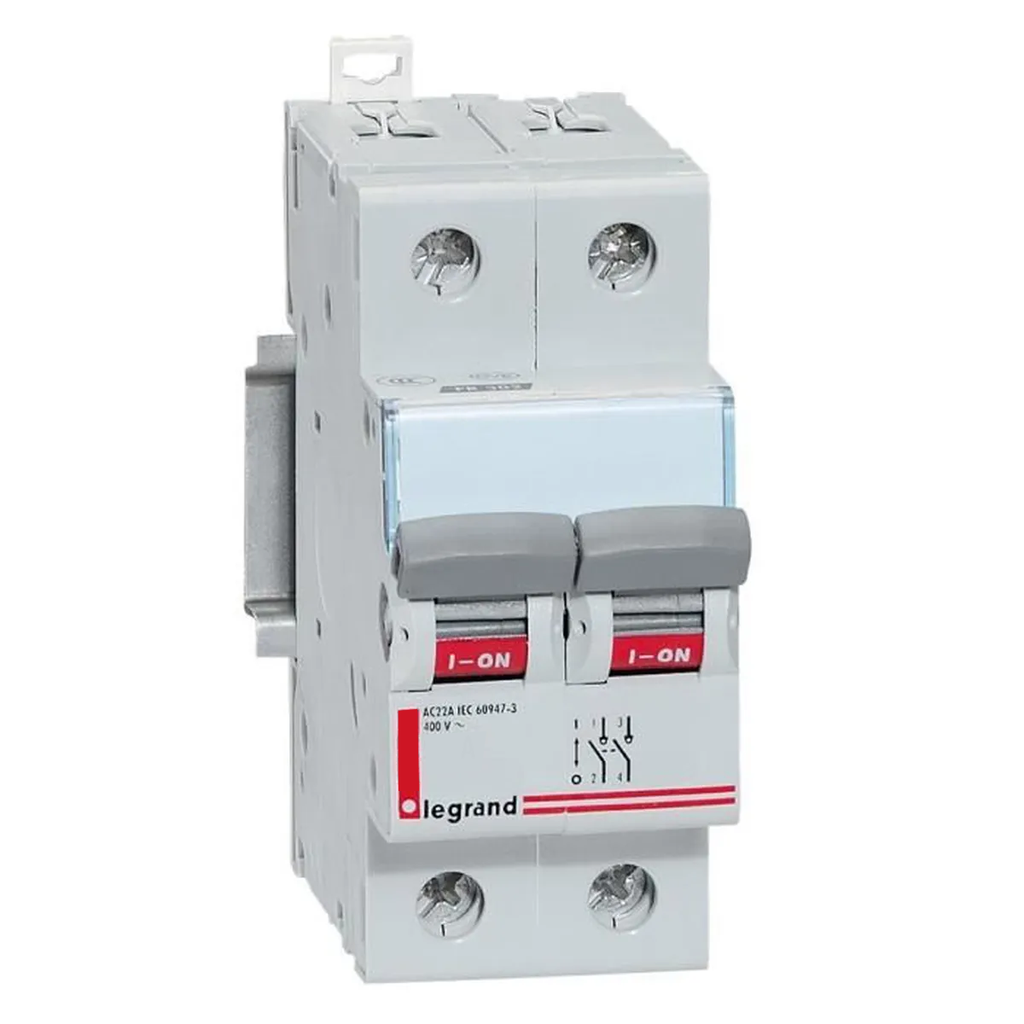 INTERRUPTEUR MODULAIRE 4P 20A 400V 2MOD VIS/VIS 004362 LEGRAND