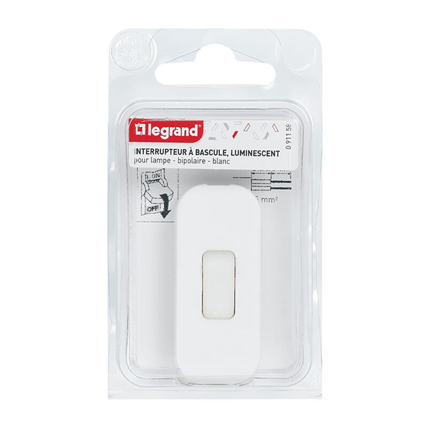 INTERRUPTEUR A BASCULE POUR LAMPE - BIPOLAIRE - BLANC