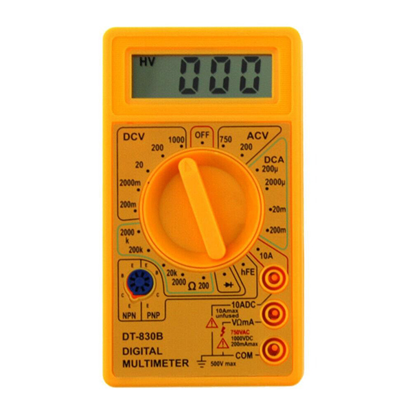 MULTIMETRE DIFITAL POUR ELECTRONICIEN AACDC/VACDC/OHM/CONDO/TRANSISTOR-HFE CAT I ANDELI DT-830