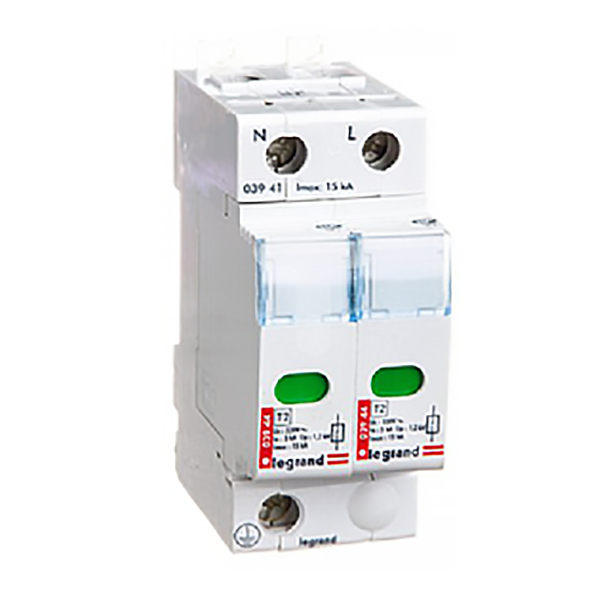 PARAFOUDRE MODULAIRE 2P TYPE 2 40KA UP 1,3/1,8KV UC440VAC ICC25KA 2MOD VIS/VIS 003931 LEGRAND