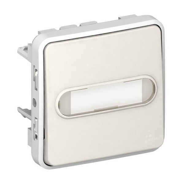 POUSSOIR ETANCHE NO LUMINEUX AVEC PORTE-ETIQUETTE PLEXO COMPOSABLE IP55 10A - BLANC