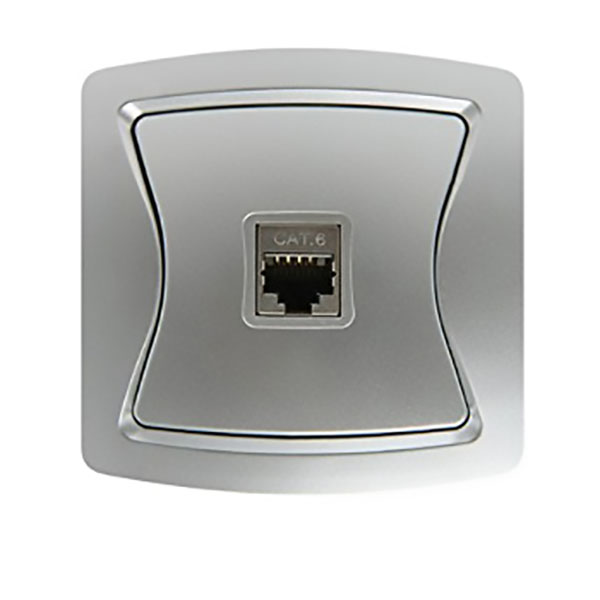 PRISE TELEPHONE RJ45 ALU FINITION MAT DIVINE