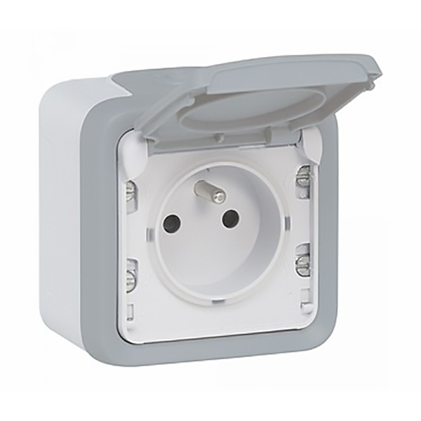 APPAREILLAGE PC ENCASTRE ETANCHE IP55 IK07 2P+T 16A GRIS PLEXO 69870 LEGRAND