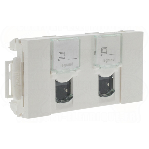 PRISE 2XRJ45 CAT.6 FTP 3MODULES BLANC