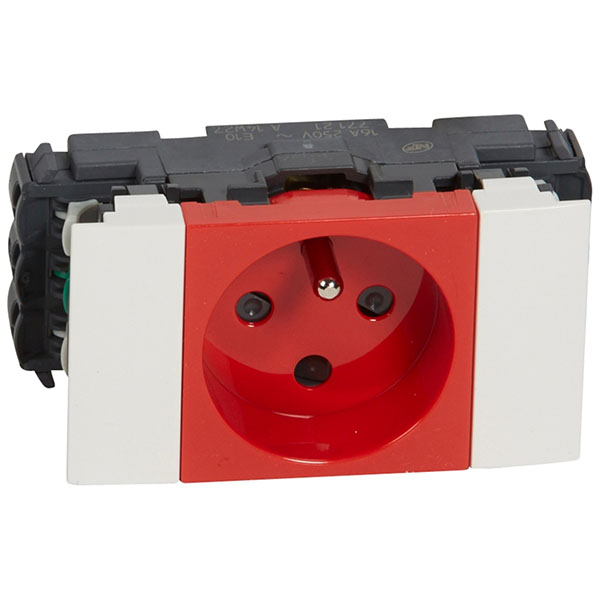 MOSAIC _PRISE 2P+T ROUGE A DETROMPAGE POUR GOULOTTE 2MOD-BLANC