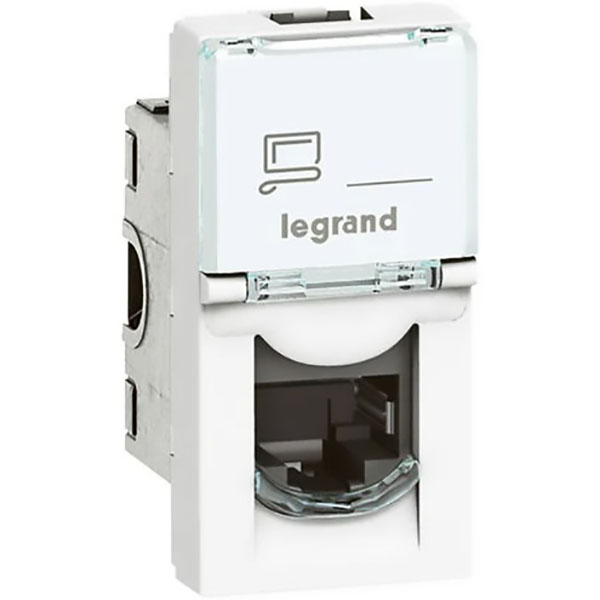 PRISE MOSAIC RJ45 CAT.6 FTP 9CONTACTS BLANC 1MOD