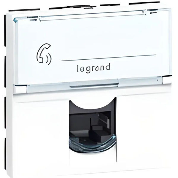 PRISE MOSAIC RJ45 CAT.6 FTP 9CONTACTS BLANC 2MOD