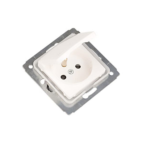 CARIVA MECAN. PRISE 2P+T BLANC IP44 AVEC VOLET