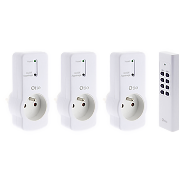 PRISE TELECOMANDE SANS FIL 30M 3PRISE + 1TELECOM 10A 2300W 433,92MHZ OTIO 223131