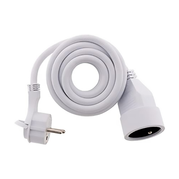 RALLONGE HO5VV-F 3G1.5 BLANC LG : 3 M AVEC FICHE EXTRAPLATE