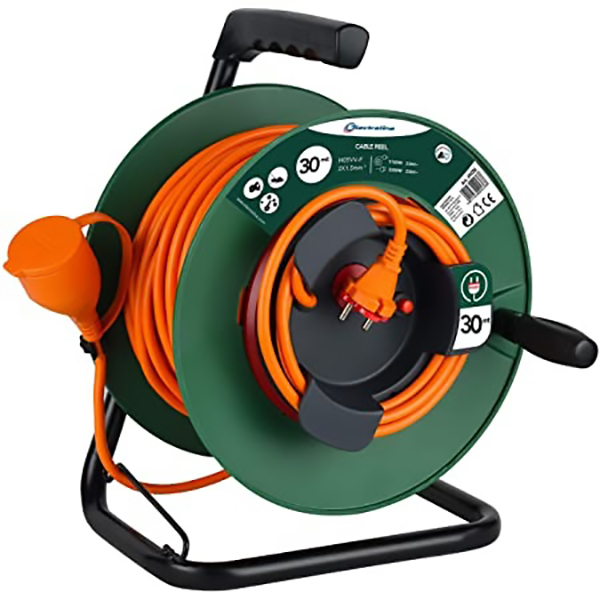 ENROULEUR JARDIN - IP44 3G1,5 - 32+3M + CLAPET DE RALLONGE + COUPE CIRCUIT + GUIDE CABLE