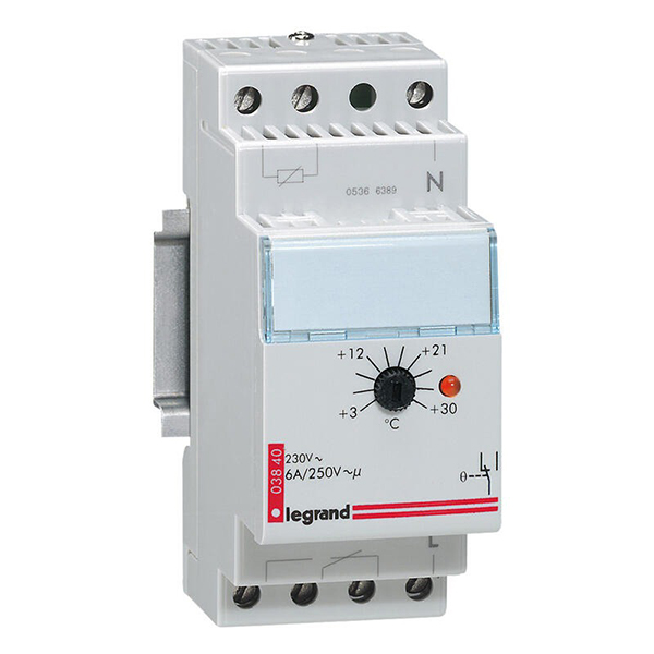 THERMOSTAT MODULAIRE D AMBIANCE 6A 250V 3/30°C 2MOD VIS/VIS 003840 LEGRAND