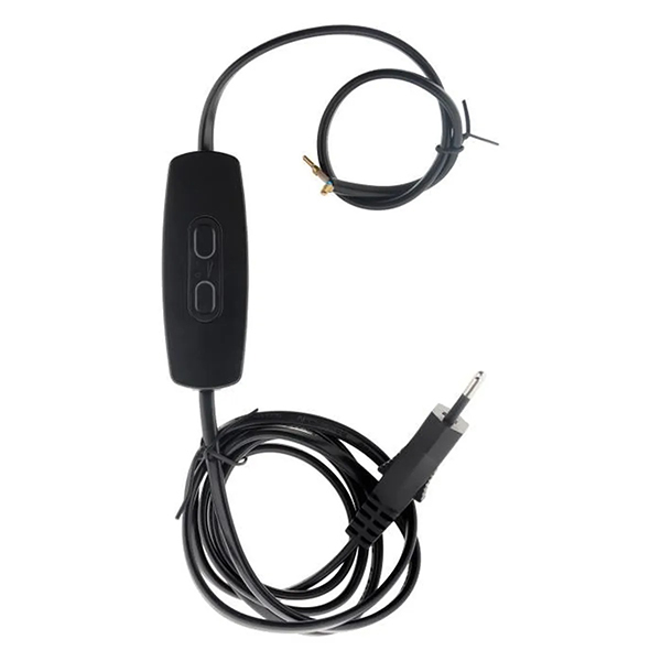 VARIATEUR TOUTE AMPOULE 2 BOUTONS LED 1 A 50W PRE- CABLE HO3VVH2-F 0,75MM2 LONGUEUR 1,50 METRES FICHE 6A NOIR