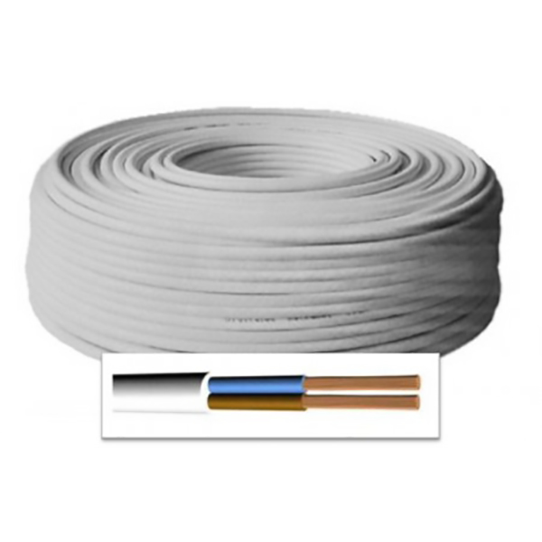 CABLE DOMESTIQUE SOUPLE EX VGV HO5 VV-F 2X0,75MM2 BLANC RLX 50M
